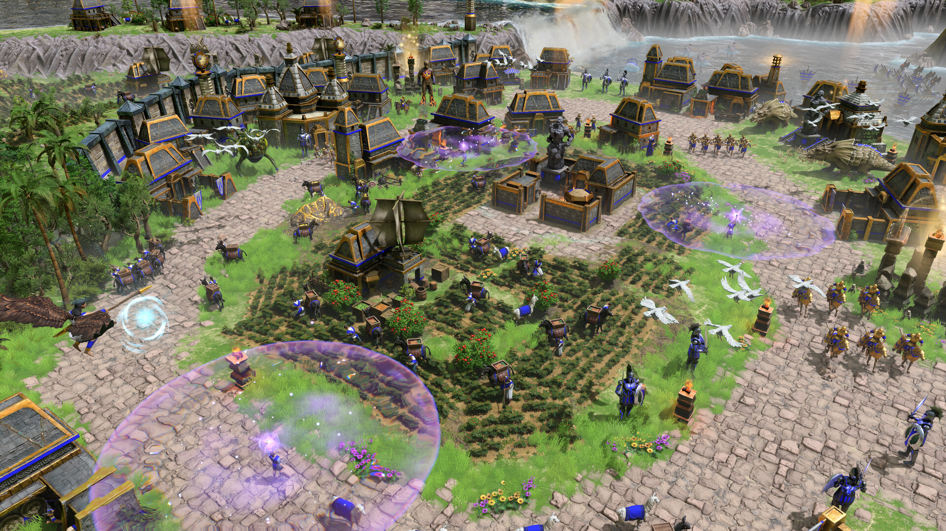 An image showing a village in Age of Mythology: Retold.