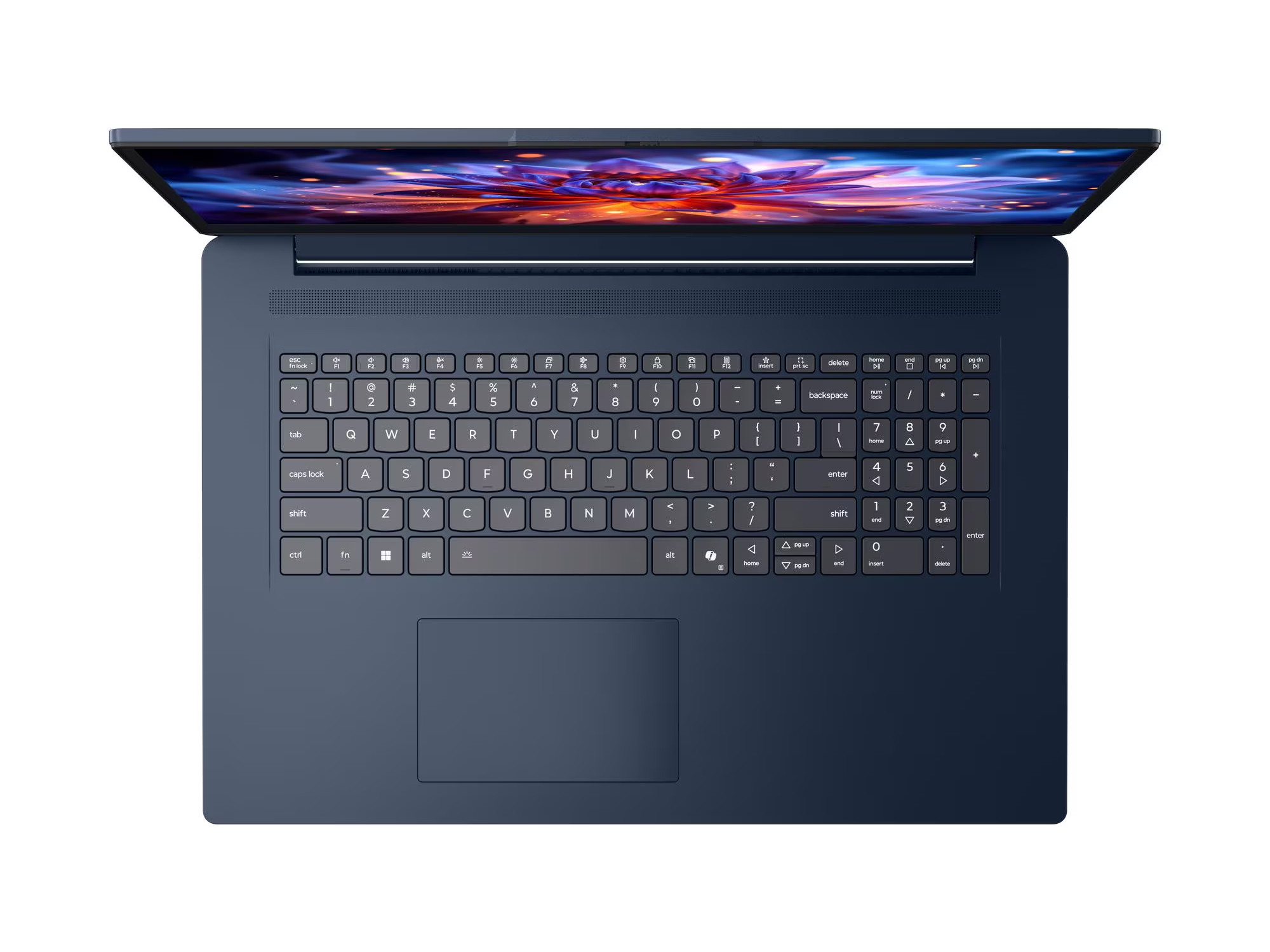 The IdeaPad Slim 3i 17IWC11 in its Cosmic Blue finish.
