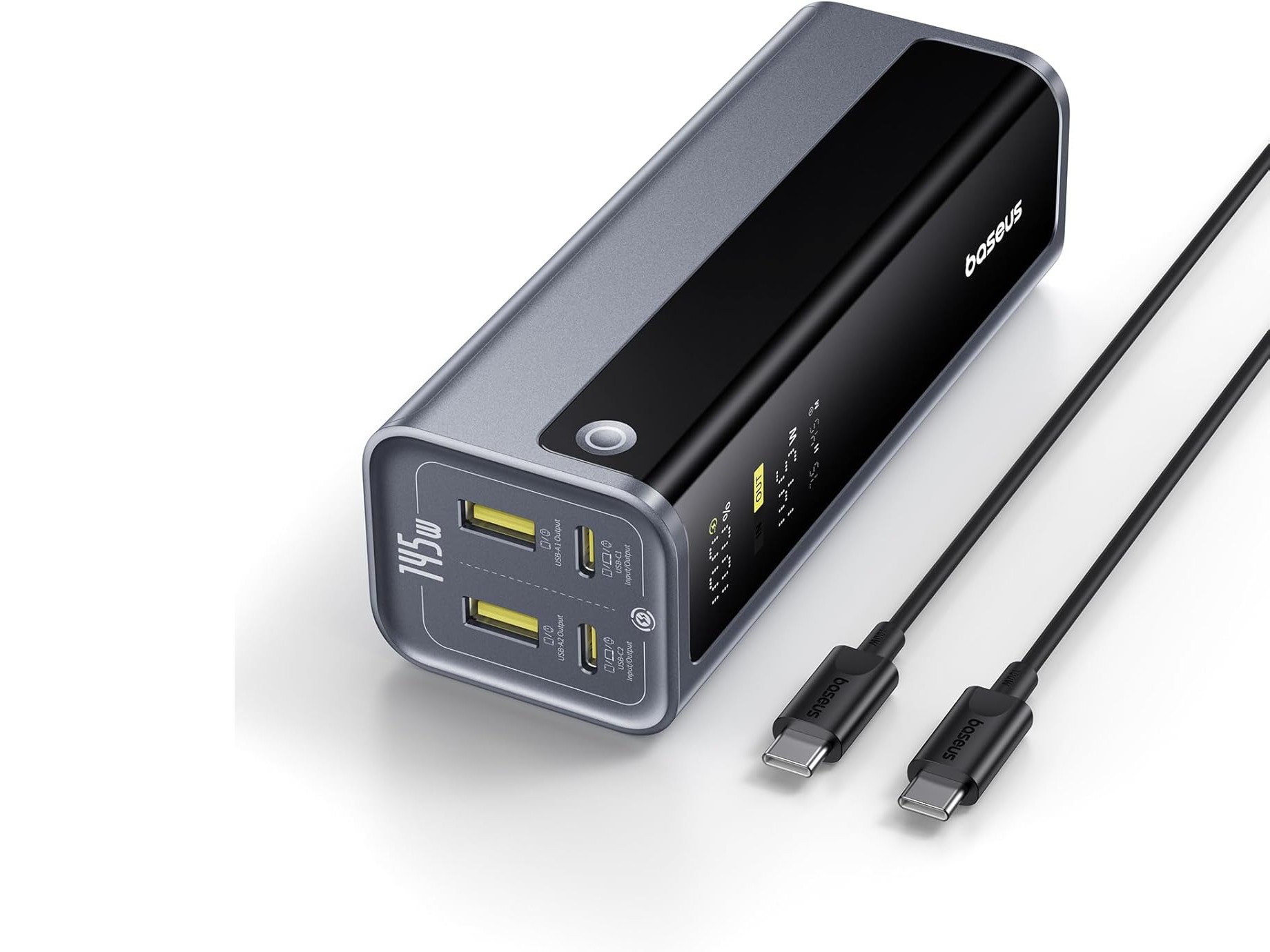 Baseus EnerGeek GR12 power bank with digital display and multiple ports