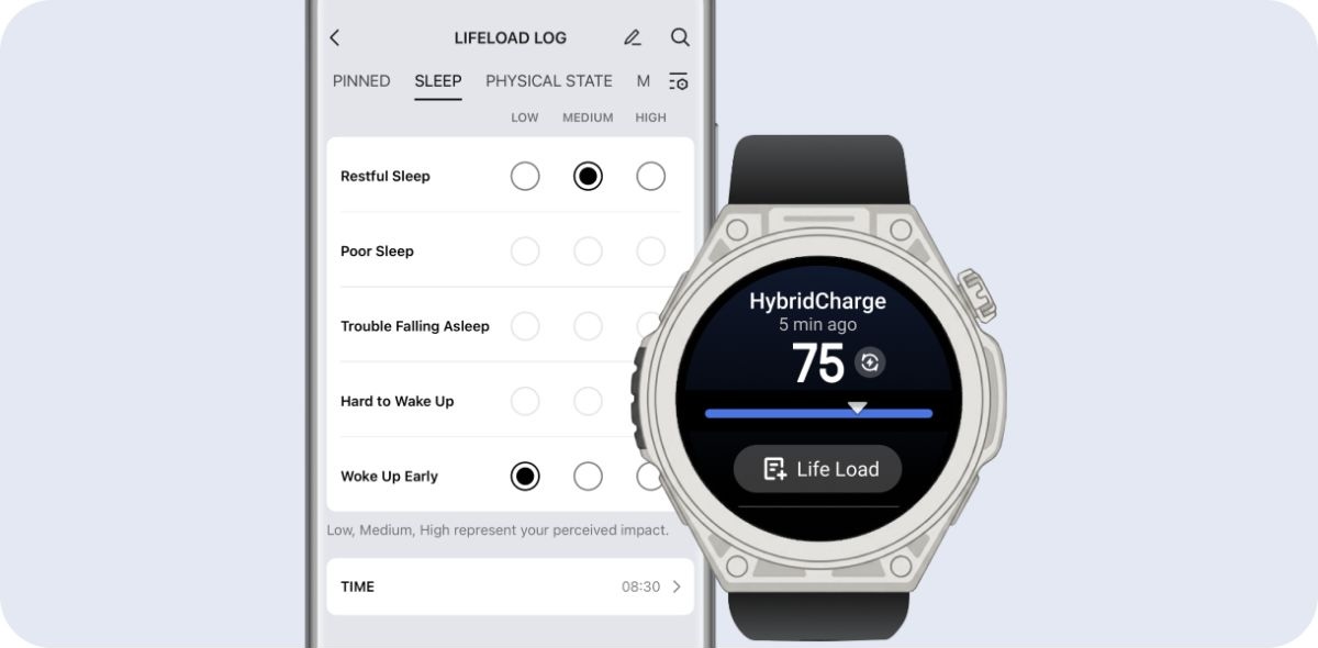 Fitur baru Amazfit HybridCharge dan LifeLoad log yang membantu memantau energi dan aktivitas pengguna