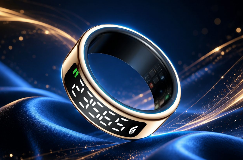 Rogbid SR15 Ultra smart ring with a small digital display on the outer edge