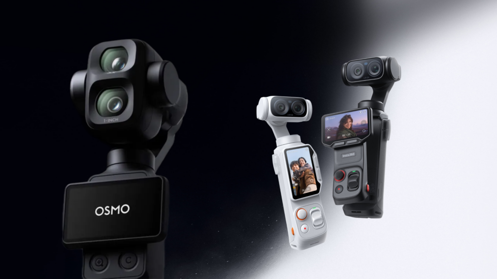DJI Osmo Pocket 3 and Insta360 Luna gimbal cameras side by side