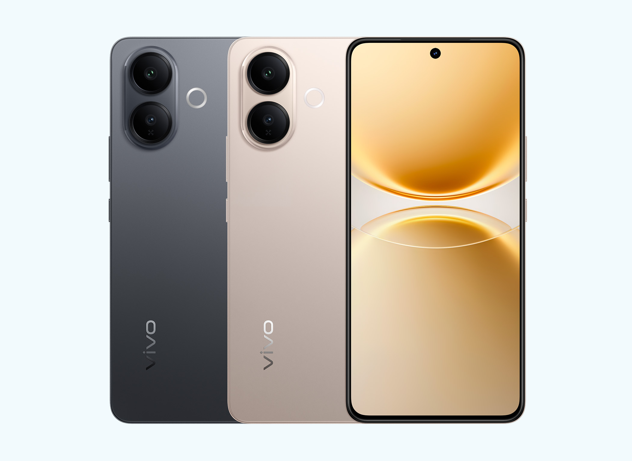 The Vivo V70 Lite comes in gold and black colorways