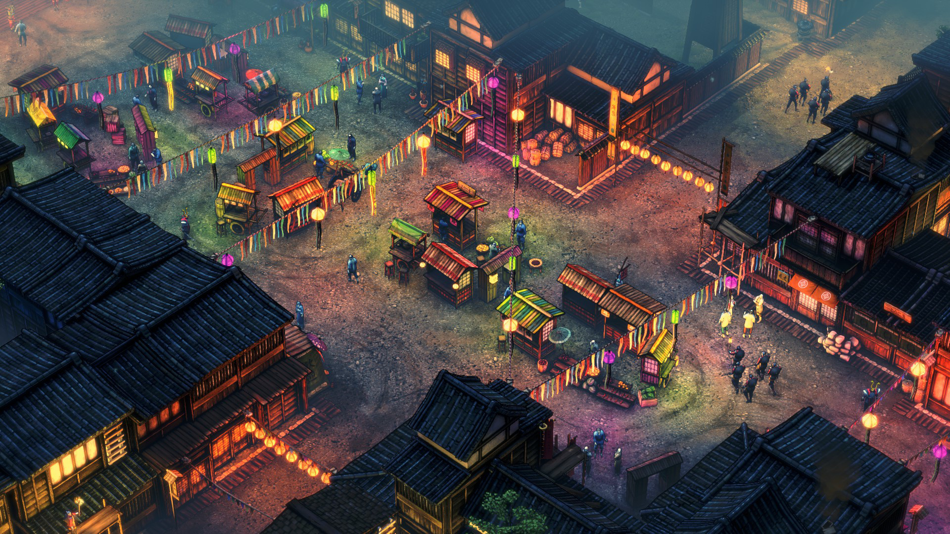 An image showing a city in Shadow Tactics: Blades of the Shogun.